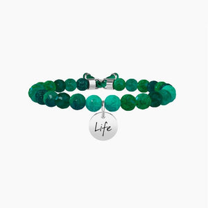 Bracciale da donna elastico in acciaio e agata verde Kidult 231530
