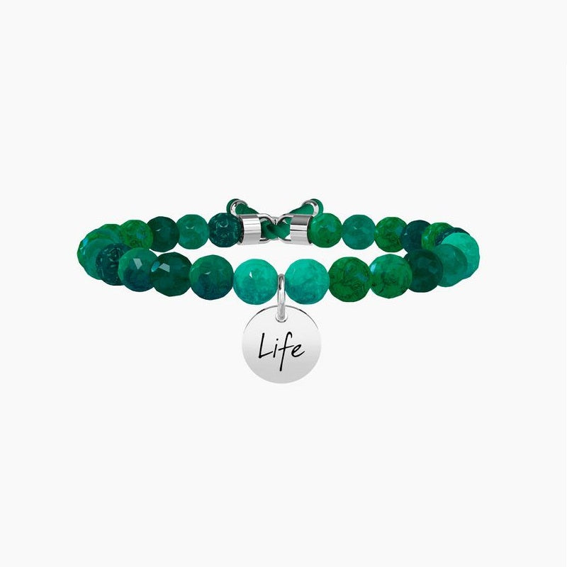Bracciale da donna elastico in acciaio e agata verde Kidult 231530