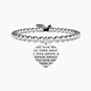 Bracciale da donna elastico con sfere in acciaio e cuore Kidult 231541