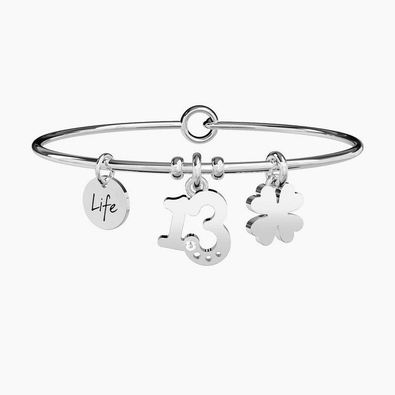 Kidult 231626 13- and four-leaf clover-shaped steel bracelet for women