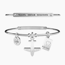 Carica l&#39;immagine nel visualizzatore di Gallery, Bracciale da donna in acciaio ciondolo Aereo e passaporto Kidult 231641
