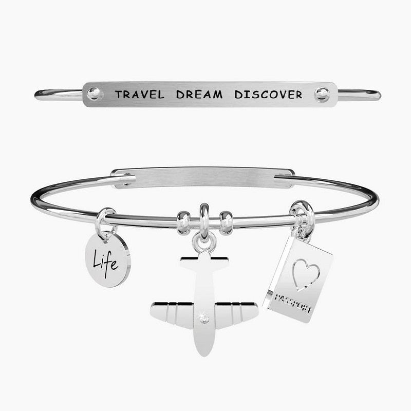 Bracciale da donna in acciaio ciondolo Aereo e passaporto Kidult 231641