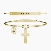 Carica l&#39;immagine nel visualizzatore di Gallery, Bracciale da donna in acciaio dorato ciondolo Croce Kidult 231672

