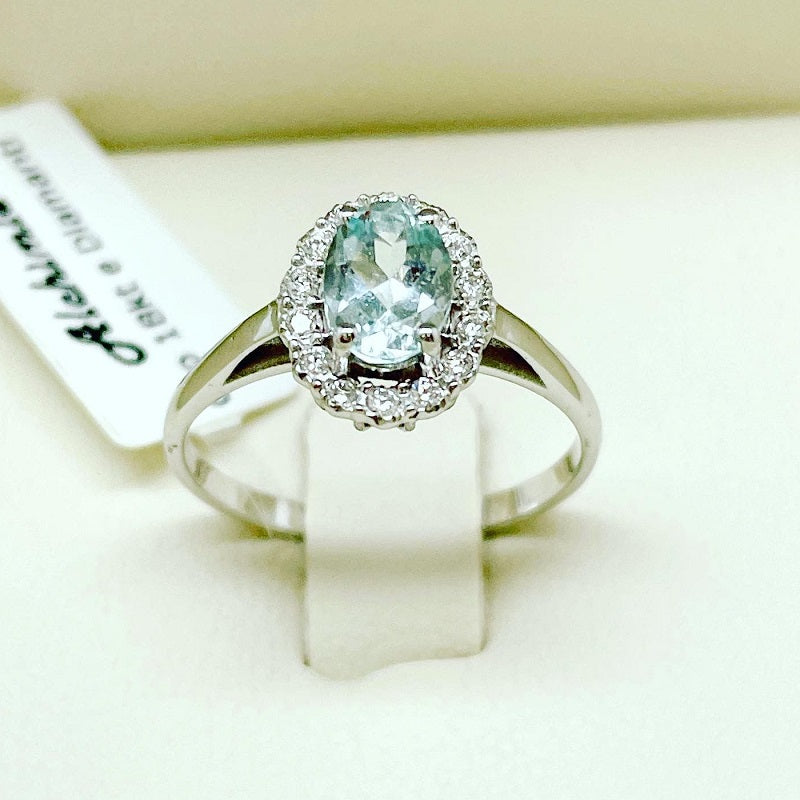Alchimie 2927 women's ring in white gold and aquamarine