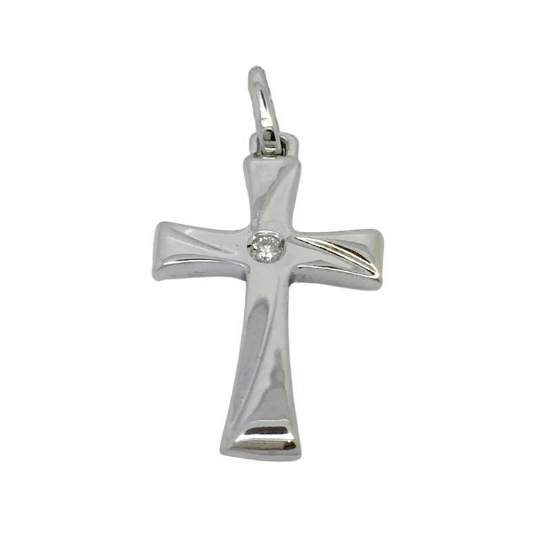 Colgante Cruz en Oro Blanco de 18 kt 33451