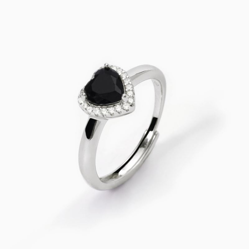 Anillo de mujer Mabina Love Affair de plata con corazón negro 523285