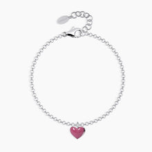 Load image into Gallery viewer, Pink enamel heart women&#39;s bracelet Pink-love 533039
