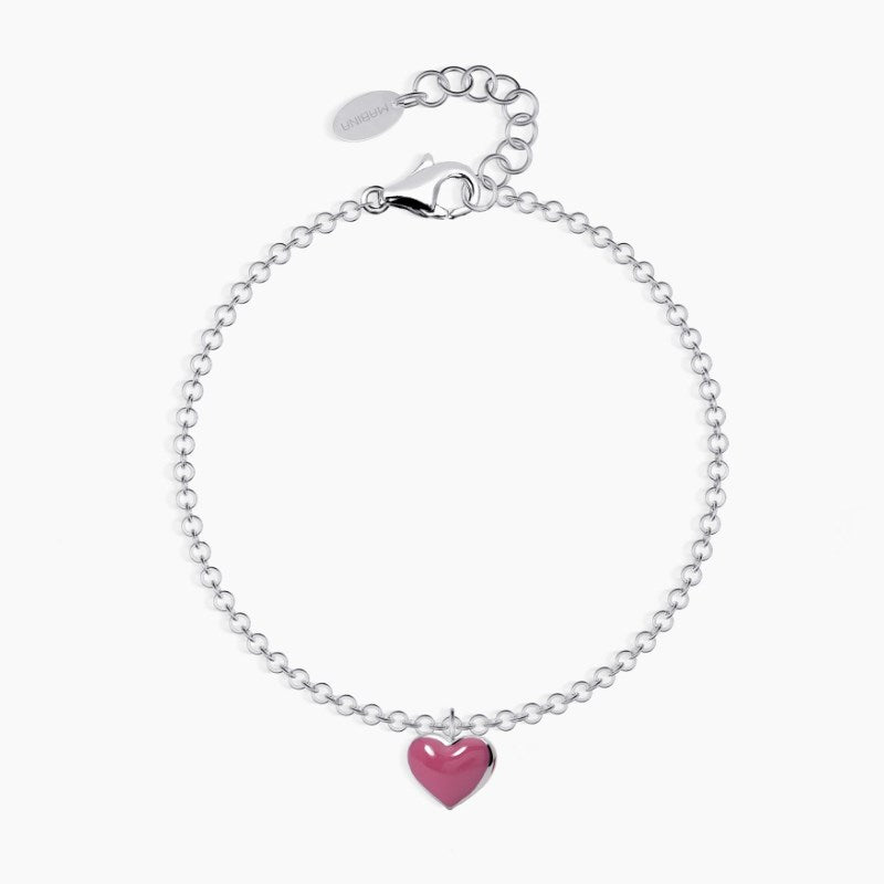 Pink enamel heart women's bracelet Pink-love 533039
