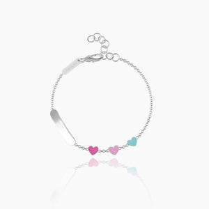 Bracciale Bimba in argento con cuoricini smaltati e targhetta Mabina 533394