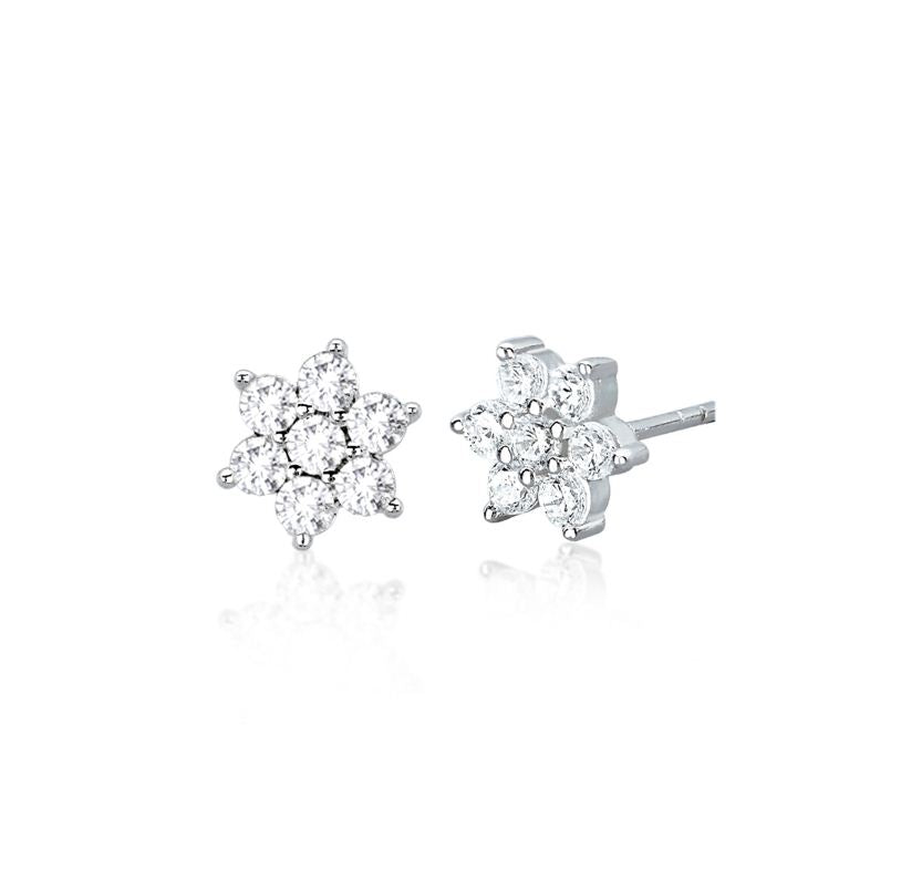 Orecchini da donna in argento fiore con zirconi 563050