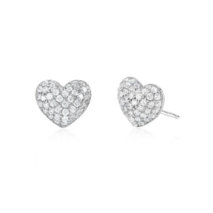 Orecchini da donna in argento a cuore in pavé 563441