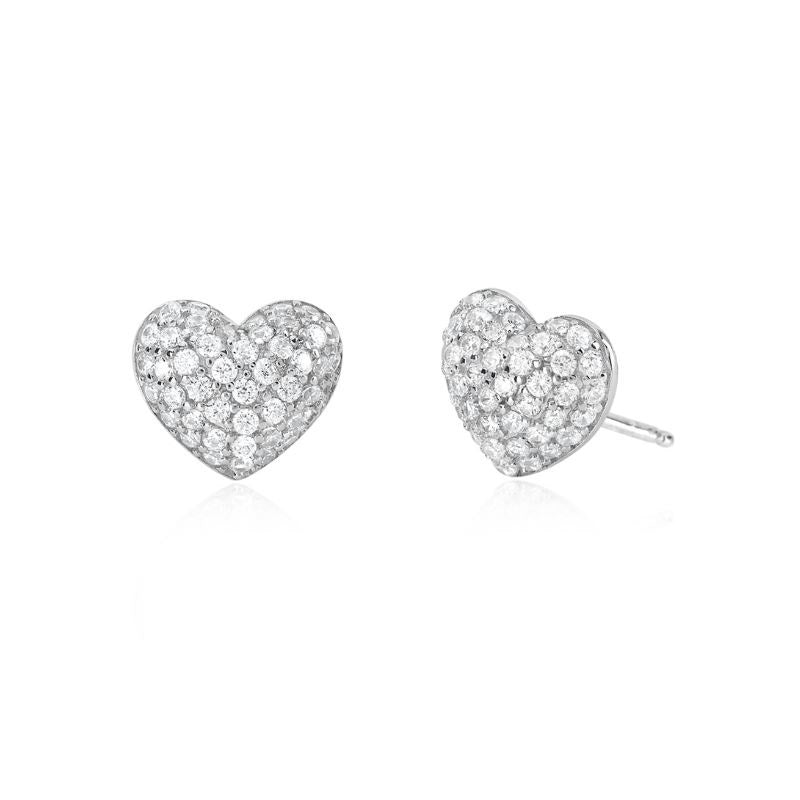 Orecchini da donna in argento a cuore in pavé 563441