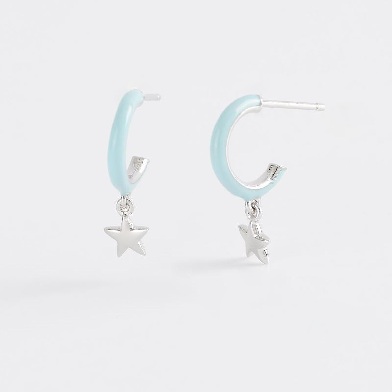 Orecchini da donna a cerchio con stella in argento Mabina 563460