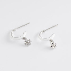 Orecchini da donna a cerchio con quadrifoglio in argento Mabina 563462