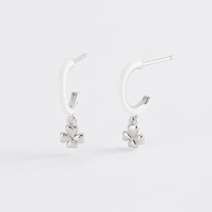 Orecchini da donna a cerchio con quadrifoglio in argento Mabina 563462
