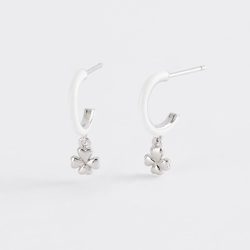 Orecchini da donna a cerchio con quadrifoglio in argento Mabina 563462