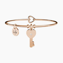 Carica l&#39;immagine nel visualizzatore di Gallery, Bracciale da donna in acciaio oro rosa ciondolo Chiave Kidult 731015
