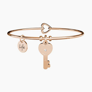Bracciale da donna in acciaio oro rosa ciondolo Chiave Kidult 731015