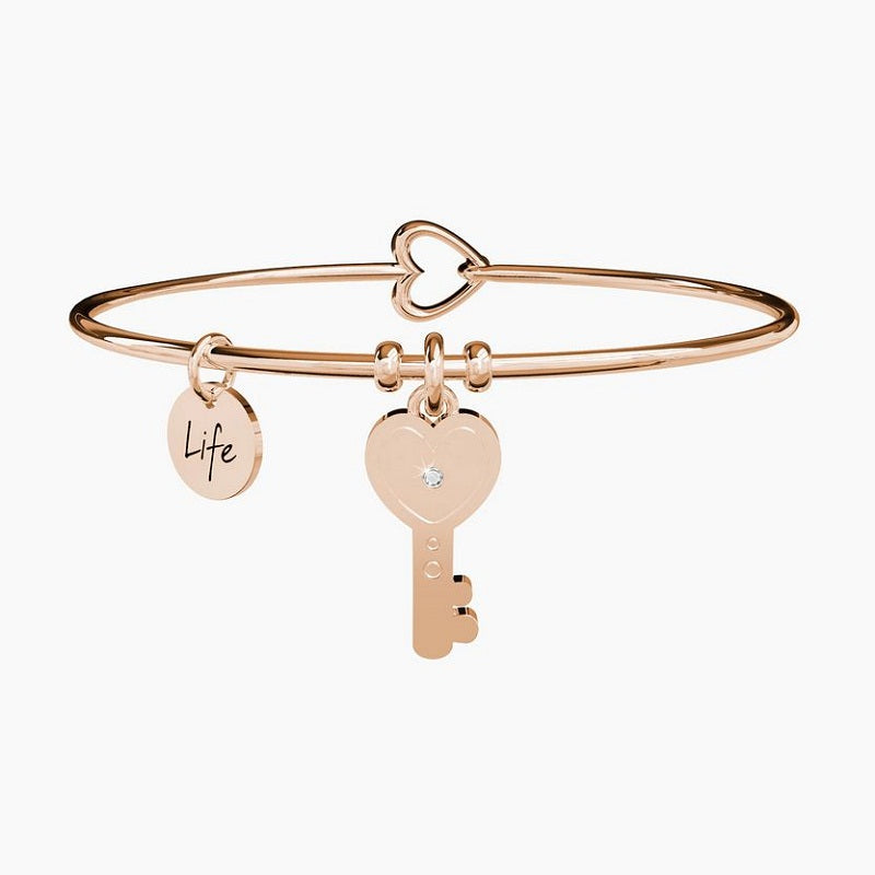 Bracciale da donna in acciaio oro rosa ciondolo Chiave Kidult 731015