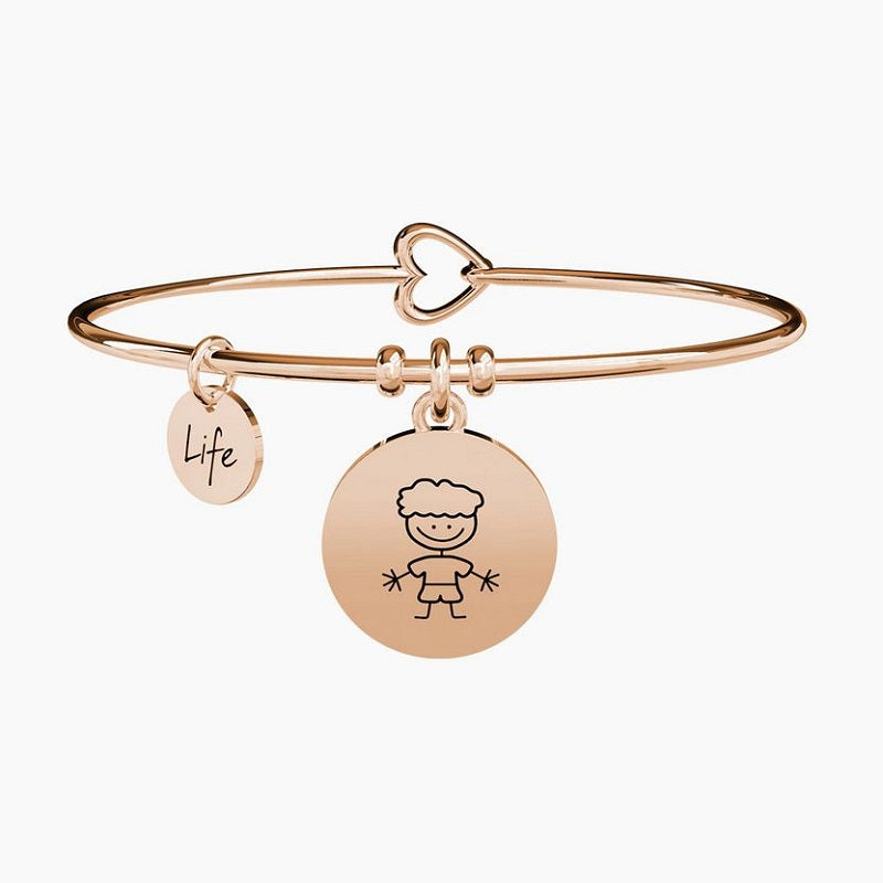 Bracciale da donna in acciaio oro rosa ciondolo Boy Kidult 731018