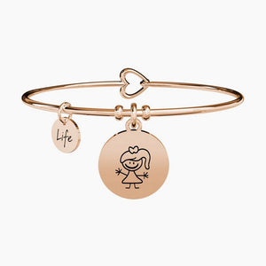 Bracciale da donna in acciaio oro rosa ciondolo Girl Kidult 731019