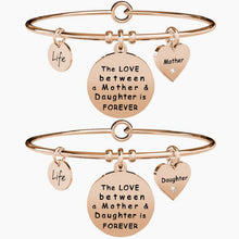 Carica l&#39;immagine nel visualizzatore di Gallery, Set di due bracciali da donna in acciaio oro rosa Mama-Figlia Kidult 731021
