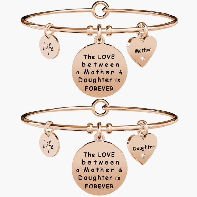 Set di due bracciali da donna in acciaio oro rosa Mama-Figlia Kidult 731021