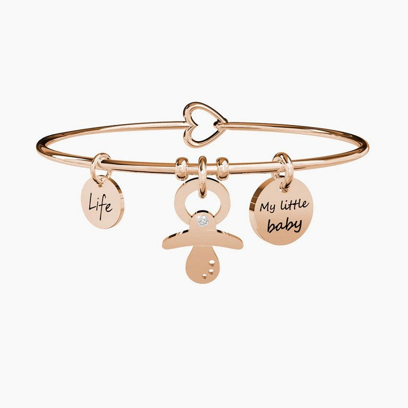Bracciale da donna in acciaio oro rosa ciondolo Ciuccio Kidult 731036