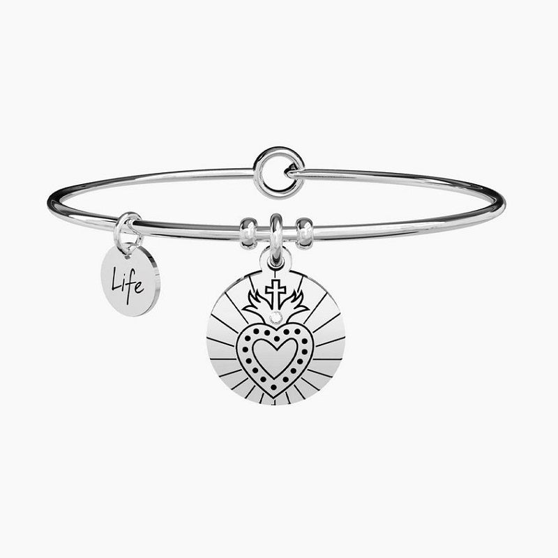 Bracciale da donna in acciaio ciondolo Sacro Cuore Kidult 731068