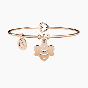 Bracciale da donna in acciaio oro rosa ciondolo Ape Kidult 731083