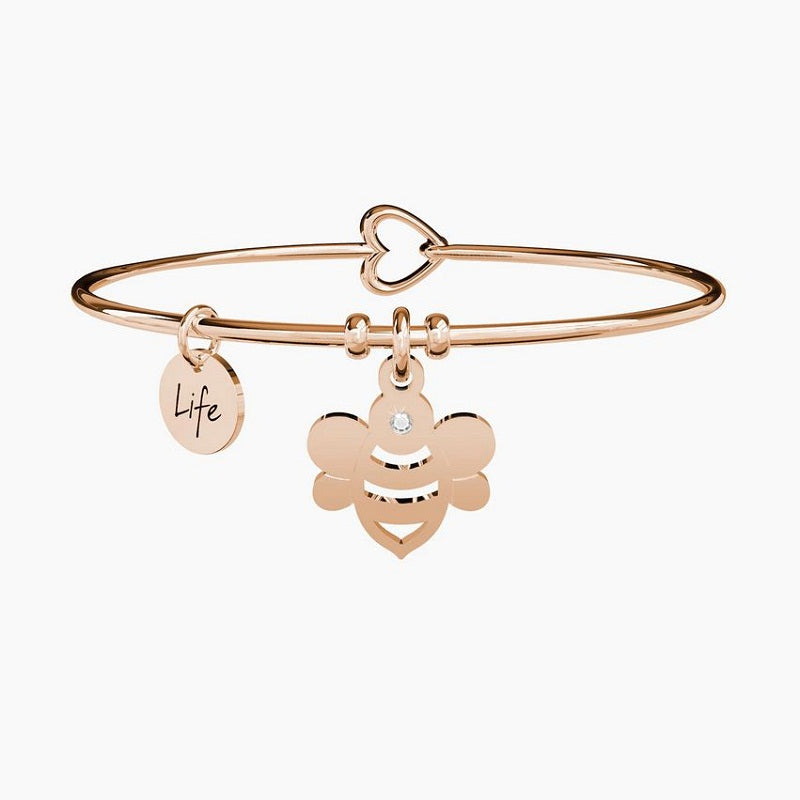 Bracciale da donna in acciaio oro rosa ciondolo Ape Kidult 731083