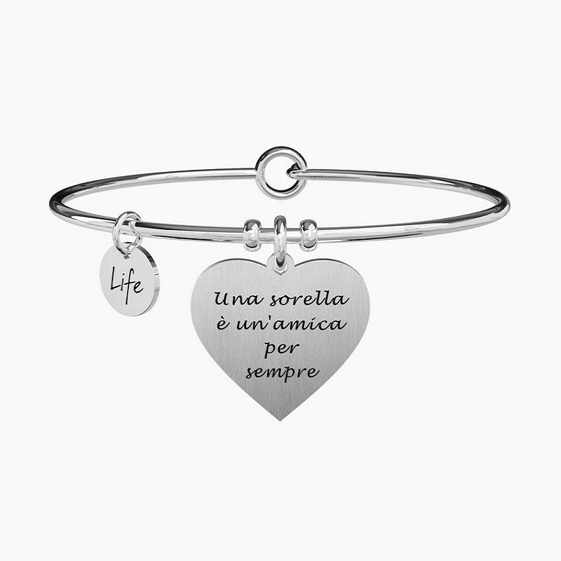 Bracciale da donna in acciaio ciondolo a cuore sorella Kidult 731093