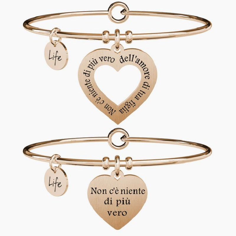Set di due bracciali da donna in acciaio oro rosa Mama-Figlia Kidult 731099