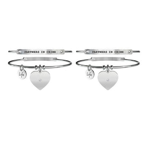 Set di due bracciali da donna in acciaio cuore Partners in crime Kidult 731101