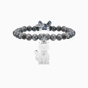 Bracciale Da Donna In Acciaio e Labradorite Nera Gatto Kidult 731119