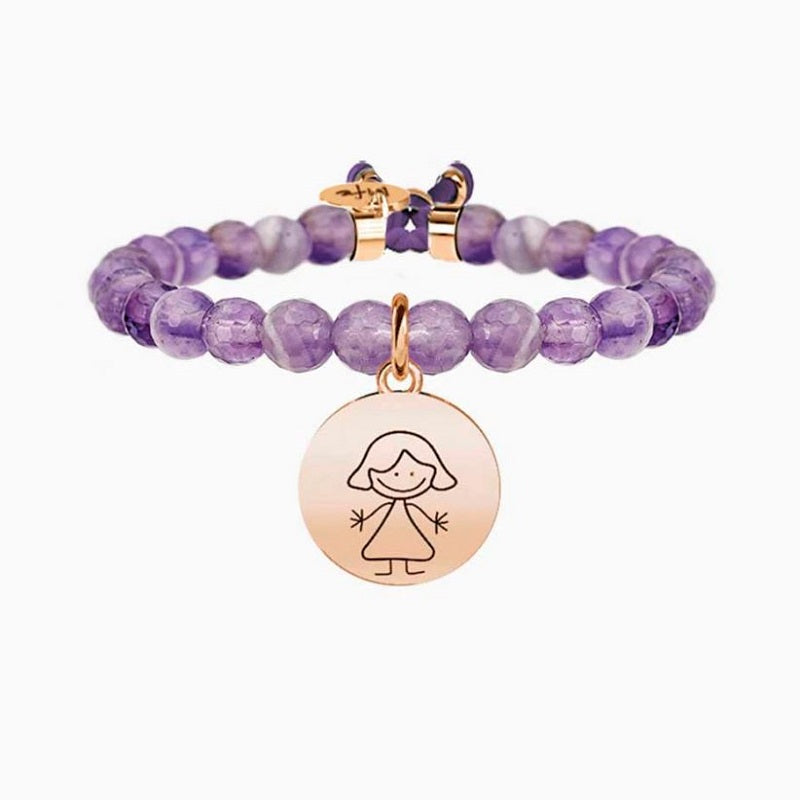 Bracciale Da Donna in Acciaio Rosè e Ametista Viola Mum Kidult 731130