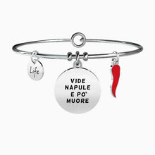 Carica l&#39;immagine nel visualizzatore di Gallery, Bracciale da donna in acciaio ciondolo Vide Napule e po’muore Kidult 731229
