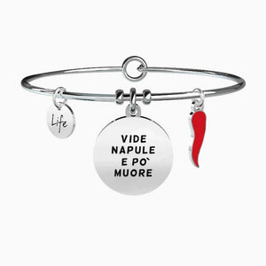 Bracciale da donna in acciaio ciondolo Vide Napule e po’muore Kidult 731229