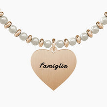 Carica l&#39;immagine nel visualizzatore di Gallery, Bracciale da donna in acciaio oro rosa con sfere e ciondolo cuore Kidult 731422
