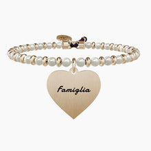 Carica l&#39;immagine nel visualizzatore di Gallery, Bracciale da donna in acciaio oro rosa con sfere e ciondolo cuore Kidult 731422
