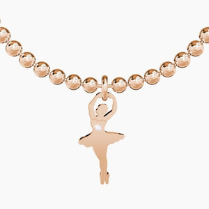 Bracciale da donna in acciaio oro rosa con sfere e ciondolo Ballerina Kidult 731428