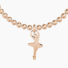 Carica l&#39;immagine nel visualizzatore di Gallery, Bracciale da donna in acciaio oro rosa con sfere e ciondolo Ballerina Kidult 731428
