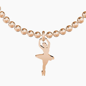 Bracciale da donna in acciaio oro rosa con sfere e ciondolo Ballerina Kidult 731428