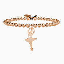Carica l&#39;immagine nel visualizzatore di Gallery, Bracciale da donna in acciaio oro rosa con sfere e ciondolo Ballerina Kidult 731428

