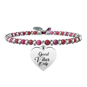 Bracciale da donna in acciaio con sfere e ciondolo cuore Kidult 731448