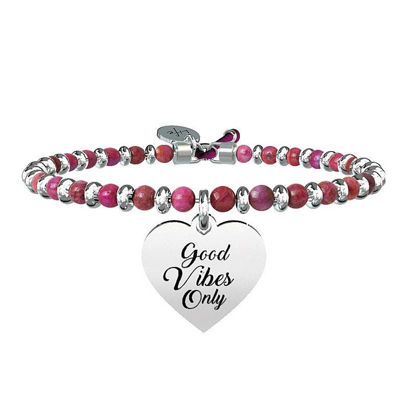 Bracciale da donna in acciaio con sfere e ciondolo cuore Kidult 731448
