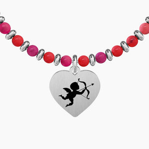 Bracciale da donna in acciaio con sfere e ciondolo cuore Kidult 731450