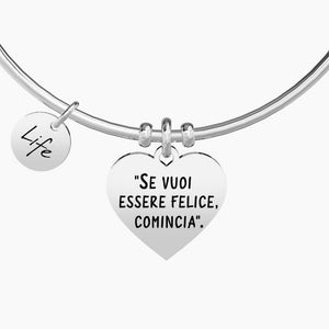 Bracciale da donna in acciaio ciondolo cuore Se vuoi essere felice… Kidult 731504