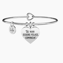 Carica l&#39;immagine nel visualizzatore di Gallery, Bracciale da donna in acciaio ciondolo cuore Se vuoi essere felice… Kidult 731504
