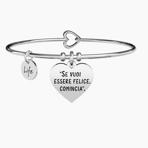 Bracciale da donna in acciaio ciondolo cuore Se vuoi essere felice… Kidult 731504
